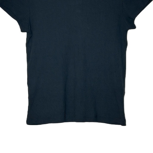 NWT Madewell Black Ribbed Crewneck Tee with Short Sleeves, Slim Fit, Size Medium - Picture 8 of 12